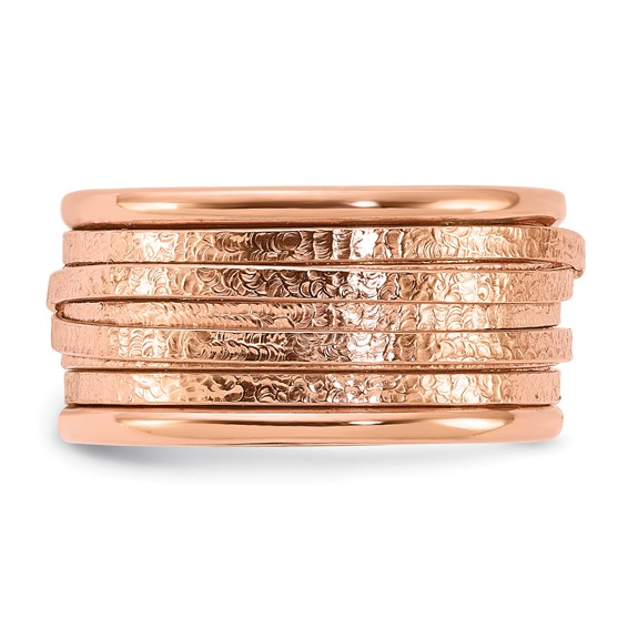 Sterling Silver Rose Gold-Plated Wrapped Textured Size 9 Ring