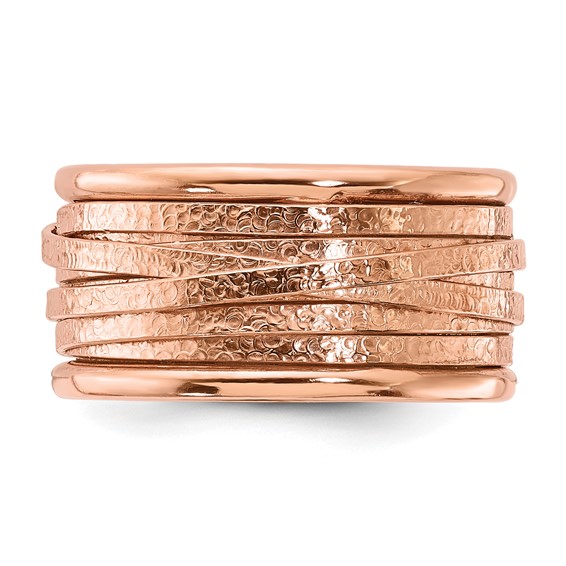 Sterling Silver Rose Gold-Plated Wrapped Textured Size 9 Ring