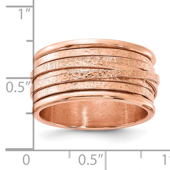 Sterling Silver Rose Gold-Plated Wrapped Textured Size 9 Ring