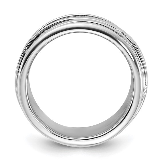 Sterling Silver Rhodium-plated Wrapped Textured Size 5 Ring