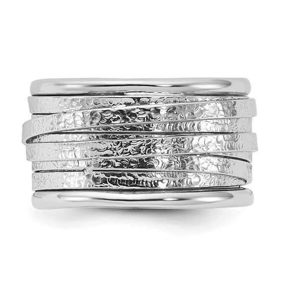 Sterling Silver Rhodium-plated Wrapped Textured Size 5 Ring