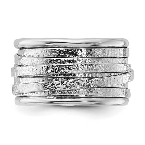 Sterling Silver Rhodium-plated Wrapped Textured Size 5 Ring