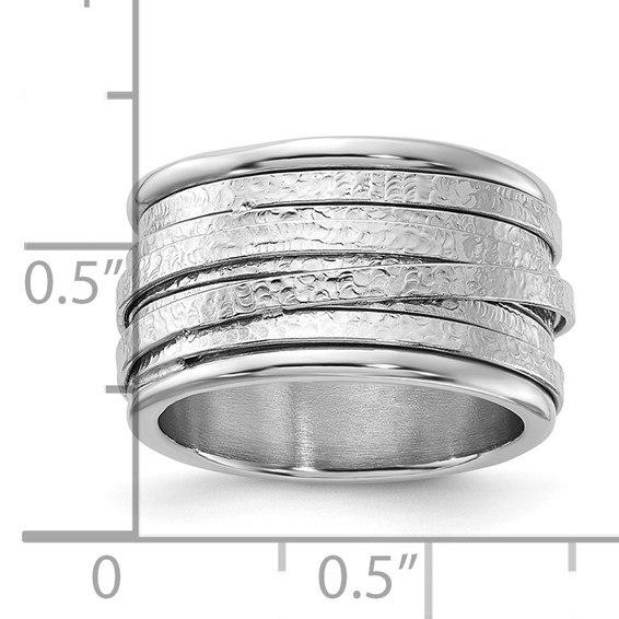 Sterling Silver Rhodium-plated Wrapped Textured Size 5 Ring