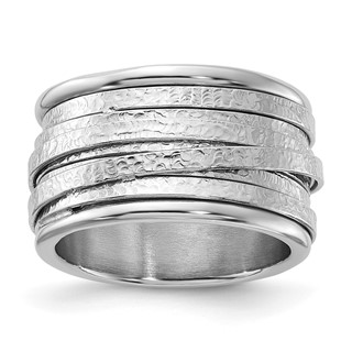 Sterling Silver Rhodium-plated Wrapped Textured Size 5 Ring