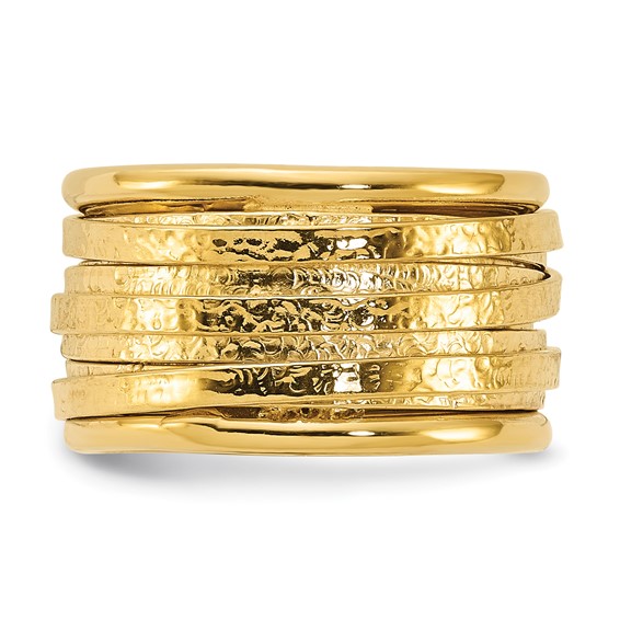 Sterling Silver Gold-plated Wrapped Textured Size 5 Ring