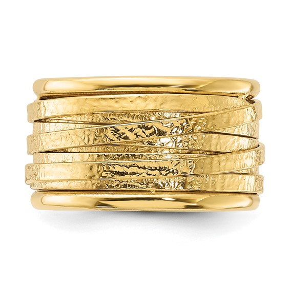 Sterling Silver Gold-plated Wrapped Textured Size 5 Ring