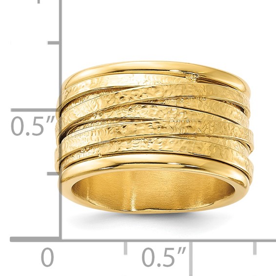 Sterling Silver Gold-plated Wrapped Textured Size 5 Ring