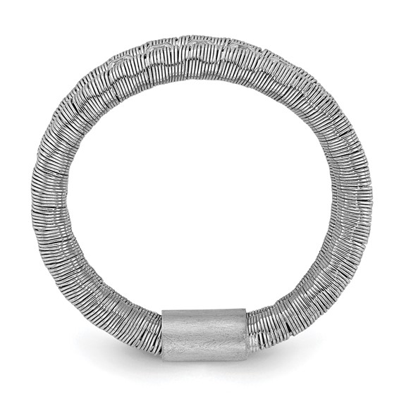 Sterling Silver Rhodium-plated CZ Wire Wrapped 2 Row Size 10 Ring