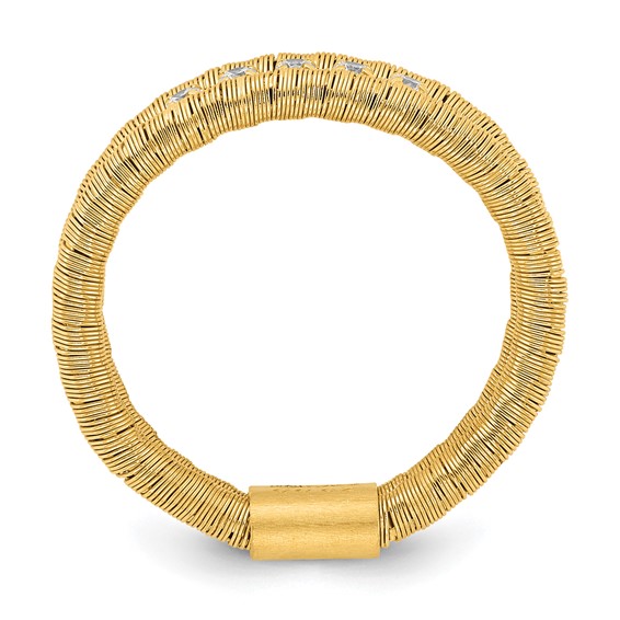 Sterling Silver Gold-plated CZ Wire Wrapped 2 Row Size 9 Ring