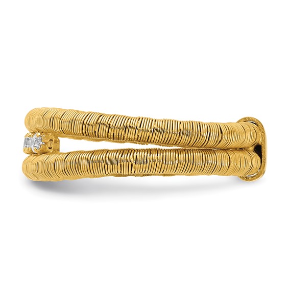Sterling Silver Gold-plated CZ Wire Wrapped 2 Row Size 10 Ring