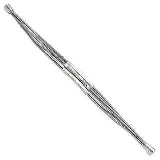 Sterling Silver Rhodium-plated CZ 6-Strand Silver Leather Bracelet