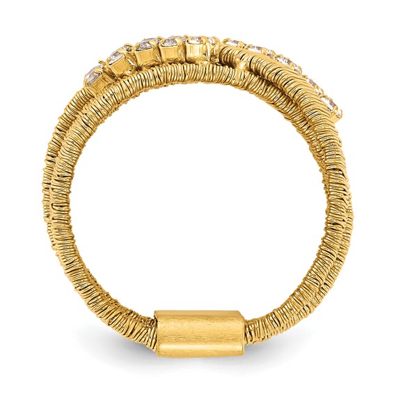 Sterling Silver Gold-plated CZ 4 Row Wire Wrapped Size 8 Ring