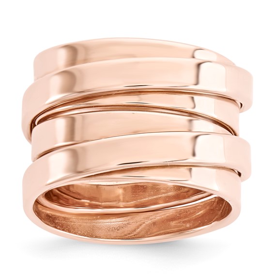 Sterling Silver Rose GP polished wrapped wire ring size-5