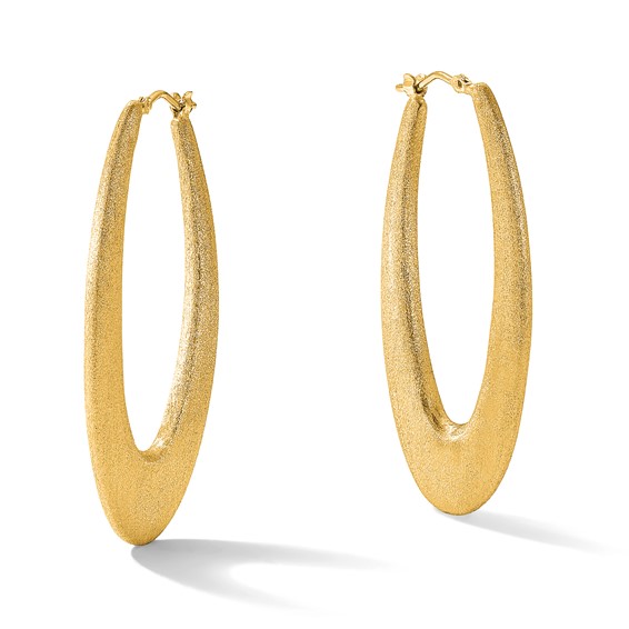 Affordable Expressions Sterling Silver Gold-plated Elongated Brushed Oval Hoops