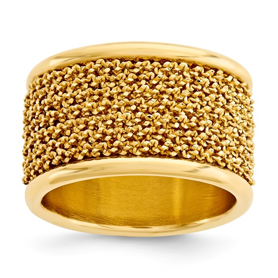 Sterling Silver dia-cut Wire Wrapped Cigar Band Ring- 18kt yellow gold plat