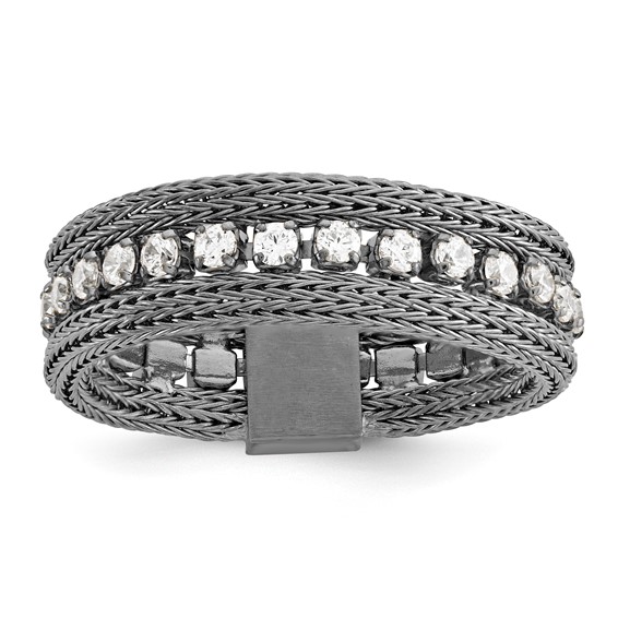 Sterling Silver CZ Mesh Eternity Band Ring - Black