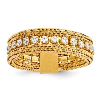 Sterling Silver CZ Mesh Eternity Band Ring -Yellow