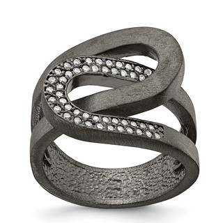 Sterling Silver interlocking swirl ring with CZ-bl Size 10