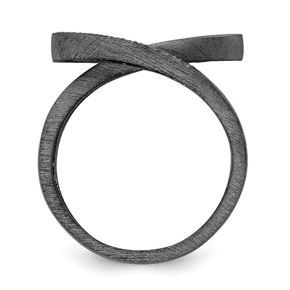 Sterling Silver interlocking swirl ring with CZ-bl Size 9