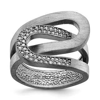 Sterling Silver interlocking swirl ring with CZ-bl Size 9
