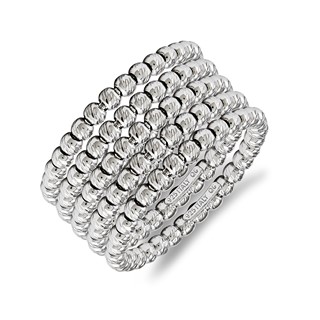 Sterling Silver DC Rhodium Bead Ring Set of 5 - Size 5