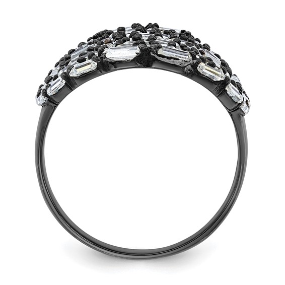 Sterling Silver Oval Baguette Crystal Ring