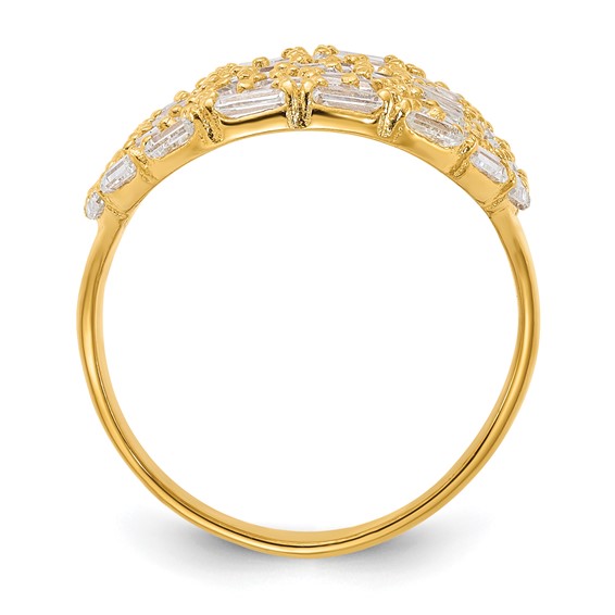 Sterling Silver Gold-plated Oval Baguette Crystal Size 7 Ring