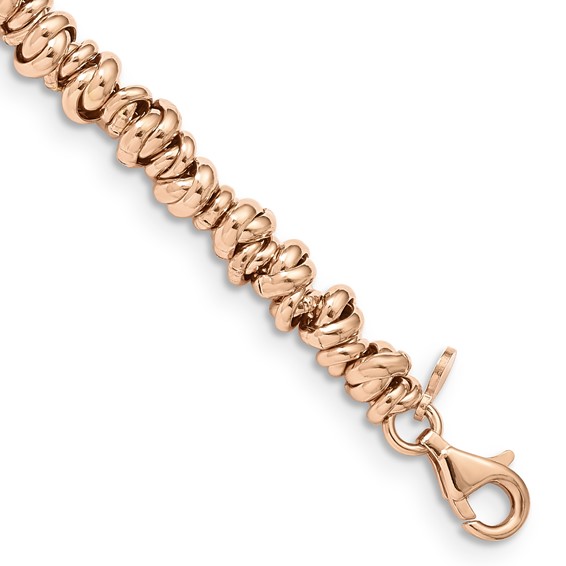 Sterling Silver Rose-tone Love Knot Link Bracelet-7 1/4