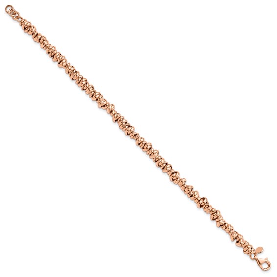 Sterling Silver Rose-tone Love Knot Link Bracelet