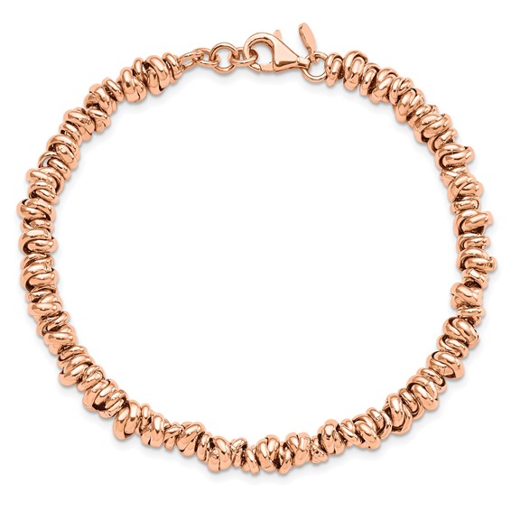 Sterling Silver Rose-tone Love Knot Link Bracelet