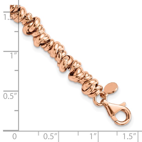 Sterling Silver Rose-tone Love Knot Link Bracelet