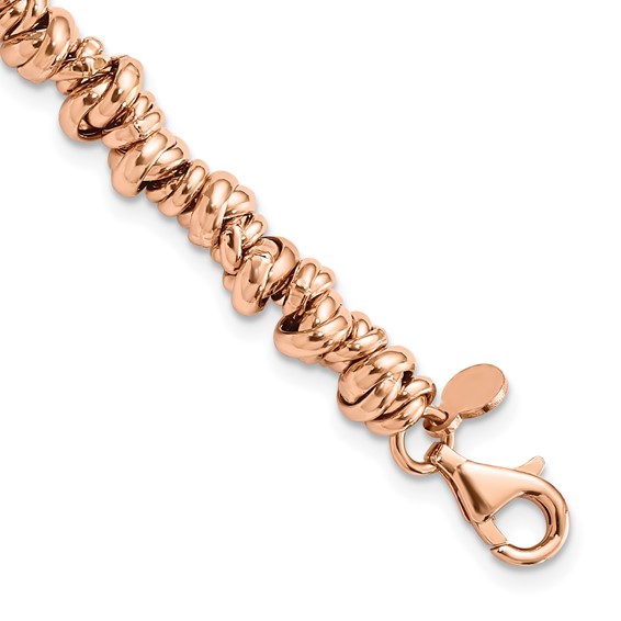 Sterling Silver Rose-tone Love Knot Link Bracelet