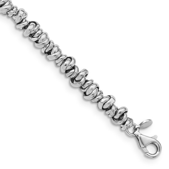 Sterling Silver Rhodium-plated Love Knot Link Bracelet-8
