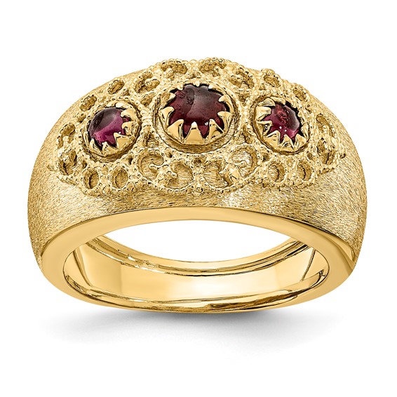 14Kt Yellow Italian Gold Three Stone Garnet Ring-8