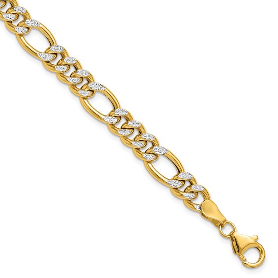 14K Diamond Cut Figaro Bracelet-8