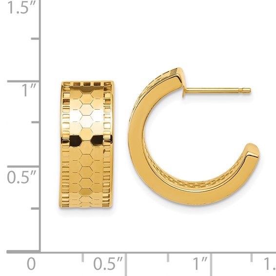 14K YG Half Hoop Mosaic Earrings