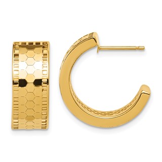 14K YG Half Hoop Mosaic Earrings