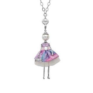 Le Amiche Silver-tone Sim.Pearl Strass Crystal Doll Charm w/Chain