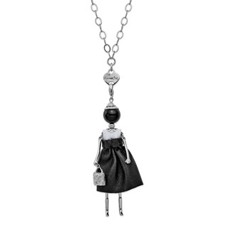 Le Amiche Silver-tone Onyx Doll Charm w/Chain