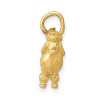 14K Yellow Gold Solid 3-D Poodle Dog Charm view 2