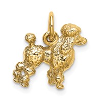 14K Yellow Gold Solid 3-D Poodle Dog Charm view 3
