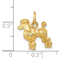 14K Yellow Gold Solid 3-D Poodle Dog Charm view 4