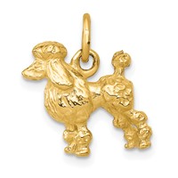 14K Yellow Gold Solid 3-D Poodle Dog Charm view 1