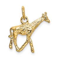 14K Yellow Gold Solid Polished 3-D Giraffe Charm view 3