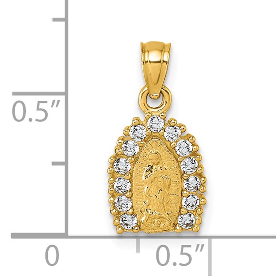 14k Polished CZ Our Lady of Guadalupe Charm Pendant