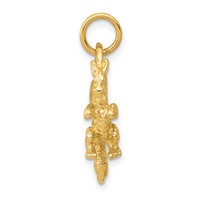 14K Yellow Gold Solid Polished 3-D Dragon Charm view 2