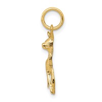 14K Yellow Gold Polished Open-Backed Fawn Deer Charm view 2
