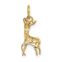 14K Yellow Gold Polished Open-Backed Fawn Deer Charm view 3