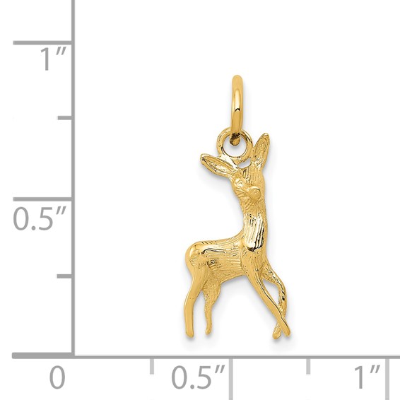 14k Polished Open-Backed Fawn Deer Charm