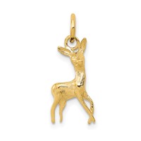 14K Yellow Gold Polished Open-Backed Fawn Deer Charm view 1